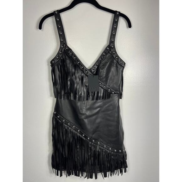 New Revolve NBD Byrd Mini Dress Black Fringe XXS - Picture 2 of 10